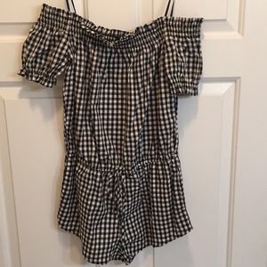 Black and white gingham romper *never worn* S